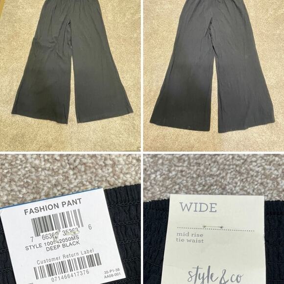 minimalist loungewear wide leg Style & Co pull on pants xl cotton black nwt - Picture 1 of 11
